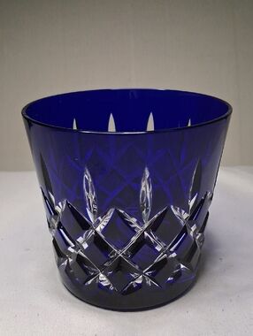 Vintage Ajka Arabella Cobalt Blue Cut To Clear Crystal Tumbler